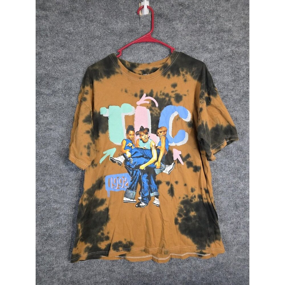 TLC Shirt Mens XL Black Brown Tie Dye 1992 Band Graphic Music Tee Crewneck